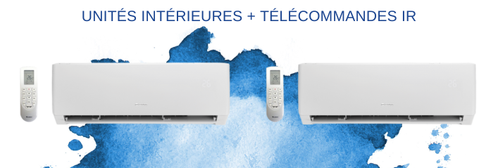 Composition pack bi-split avec deux unités intérieures et deux télécommandes de contrôle infrarouge